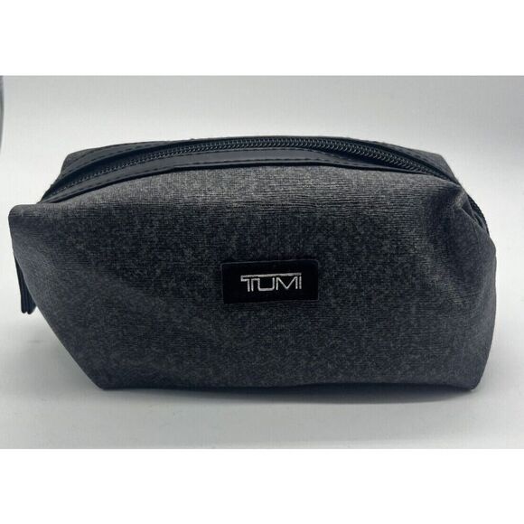 TUMI for Delta Make‎ Up Bag Black Canvas Mini Case Zip Toiletries/Cosmetic Bag - Picture 1 of 7